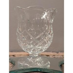 HOMCO Vintage Tulip Stem Votive Candle Holder Diamond Crystal Cut Homco 4"